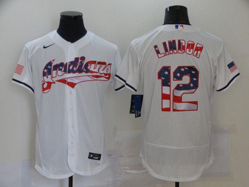 Men Cleveland Indians #12 Lindor White 2020 Elite MLB Jerseys->cleveland indians->MLB Jersey